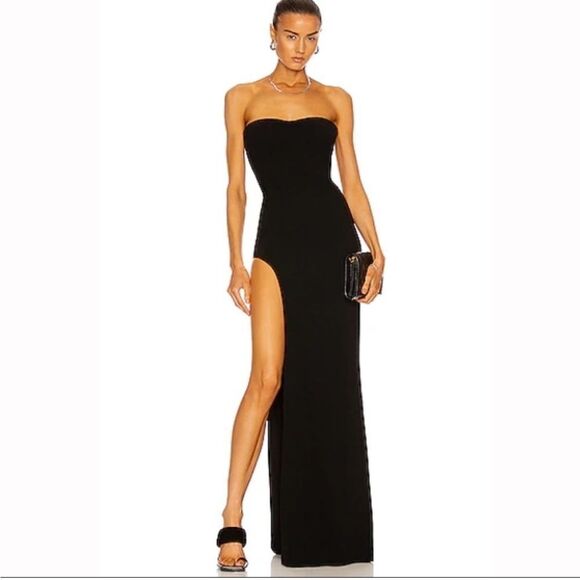 NWT Mônot | Black Strapless Crepe Tube Dress 6 - Picture 4 of 11
